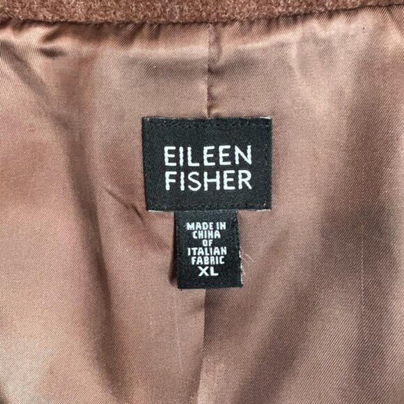 EILEEN FISHER Italian Fabric 100% WOOL Mock Neck FullZip Coat Jacket Pockets XL - Picture 3 of 14
